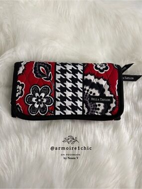 BELLA TAYLOR | Carmine Trifold Wallet with strap, card slots, & zipper pouch